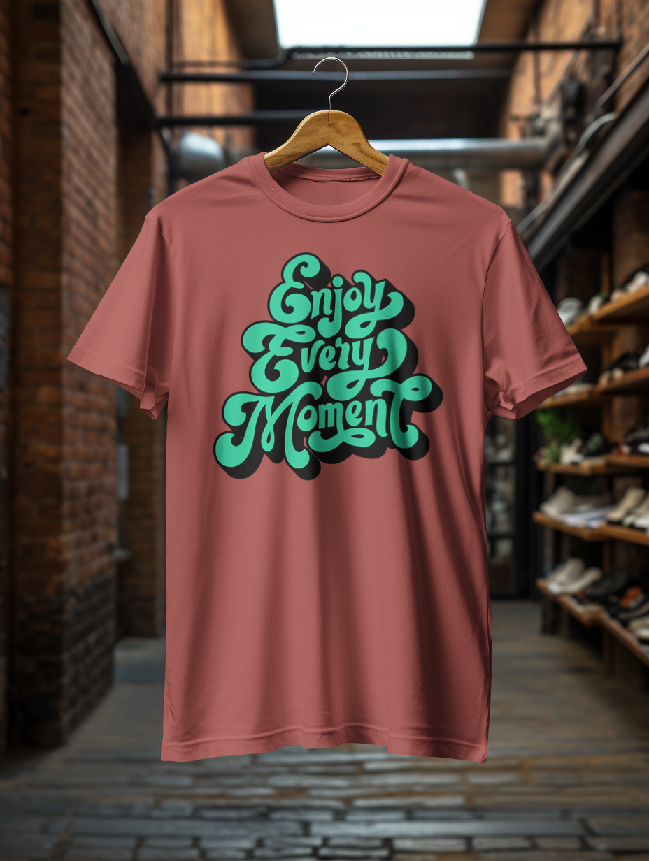DTF Printed Tshirt "Enjoy Every Moment" - Multicolour Cotton Tshirt