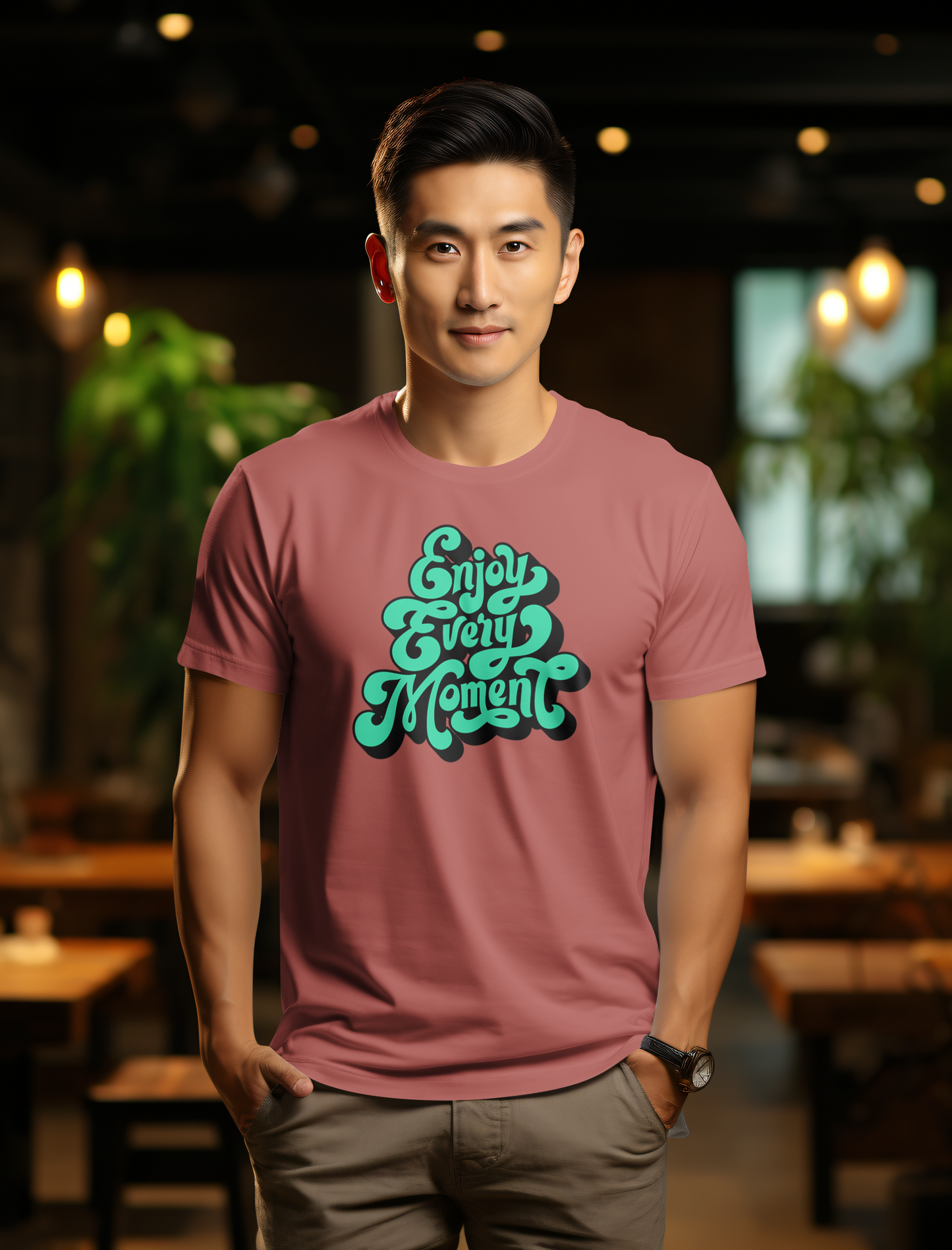 DTF Printed Tshirt "Enjoy Every Moment" - Multicolour Cotton Tshirt