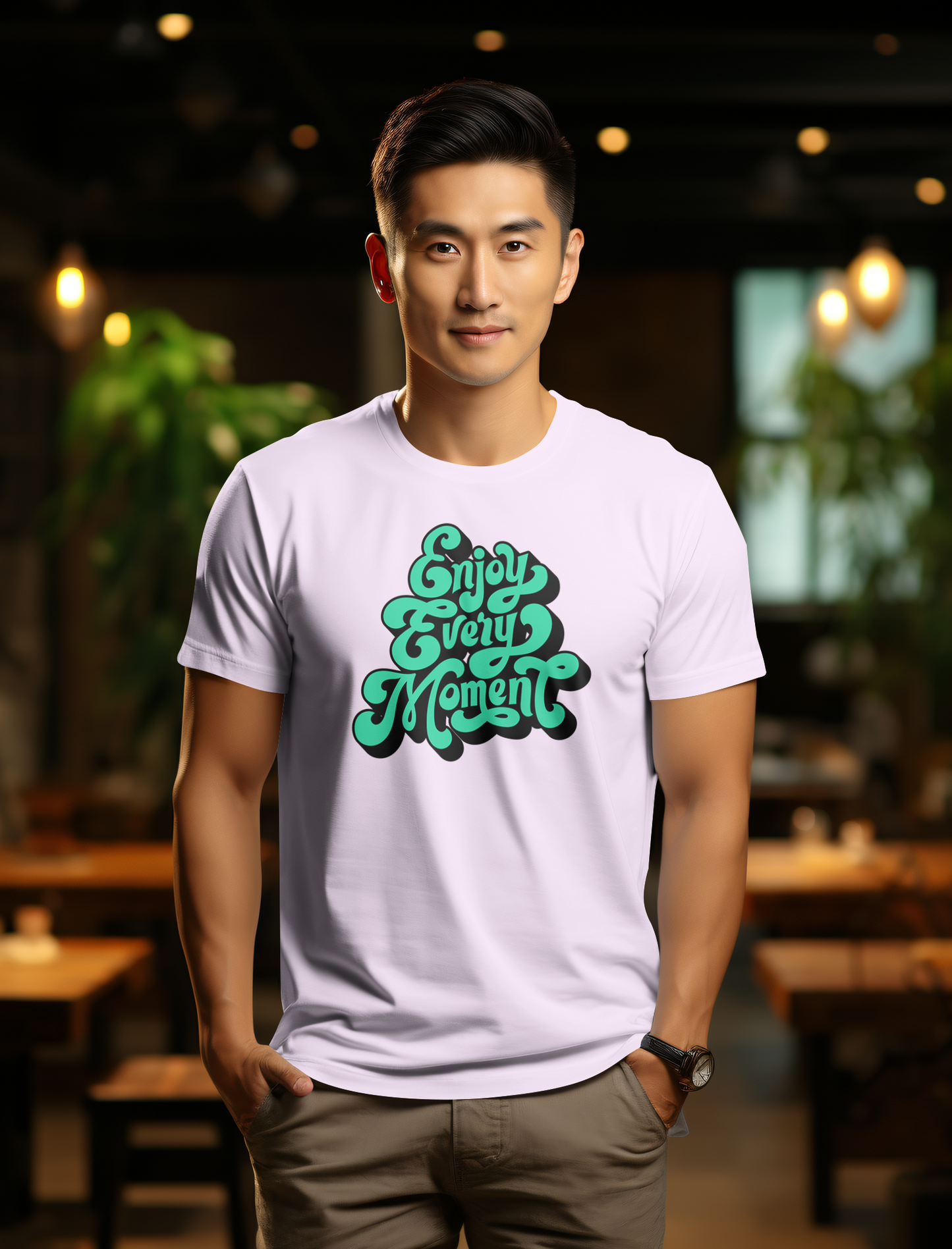 DTF Printed Tshirt "Enjoy Every Moment" - Multicolour Cotton Tshirt