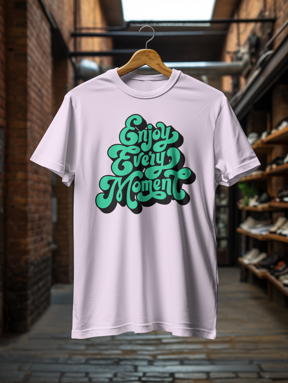 DTF Printed Tshirt "Enjoy Every Moment" - Multicolour Cotton Tshirt