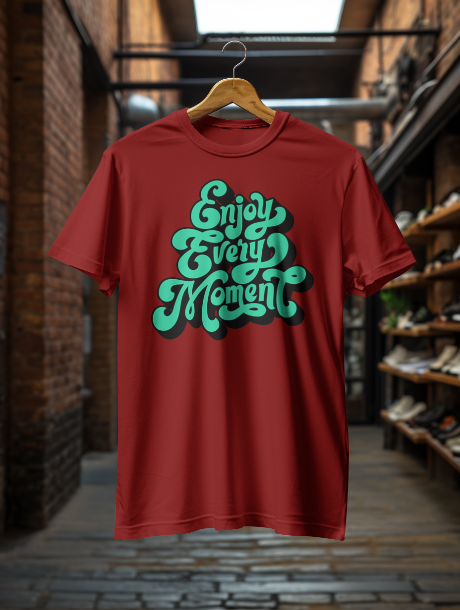 DTF Printed Tshirt "Enjoy Every Moment" - Multicolour Cotton Tshirt