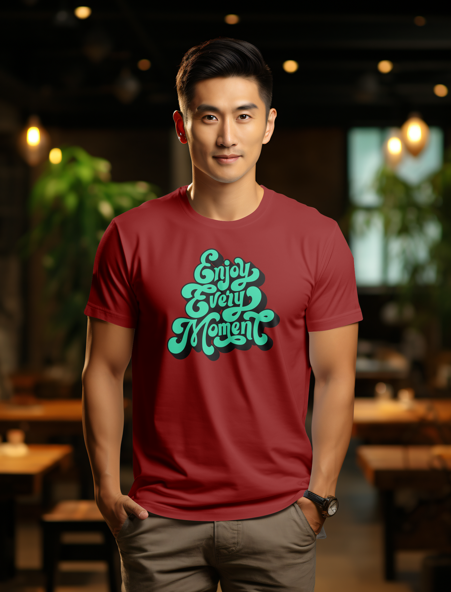 DTF Printed Tshirt "Enjoy Every Moment" - Multicolour Cotton Tshirt
