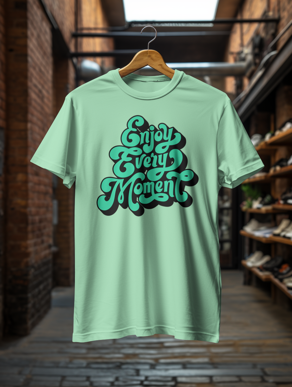 DTF Printed Tshirt "Enjoy Every Moment" - Multicolour Cotton Tshirt