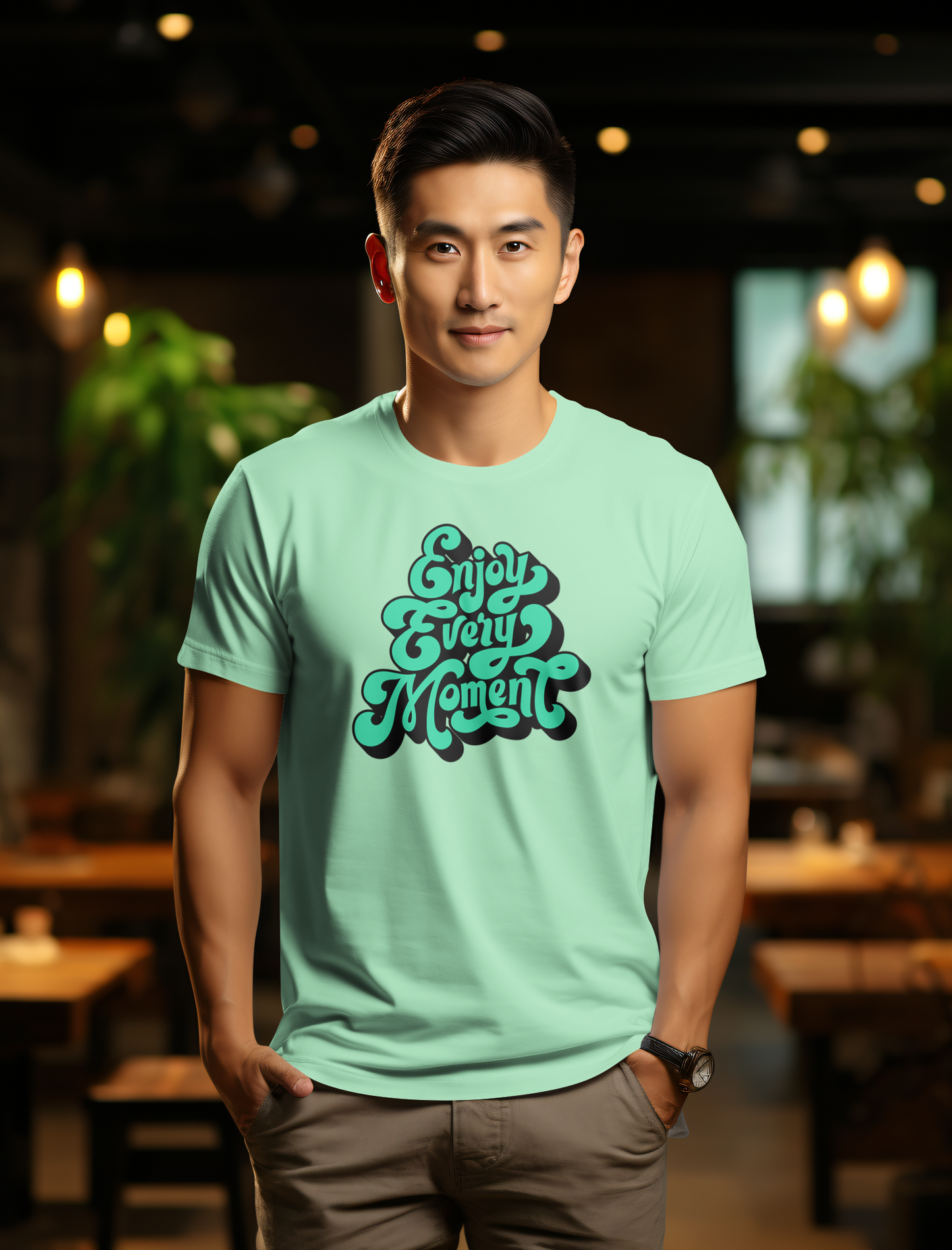 DTF Printed Tshirt "Enjoy Every Moment" - Multicolour Cotton Tshirt