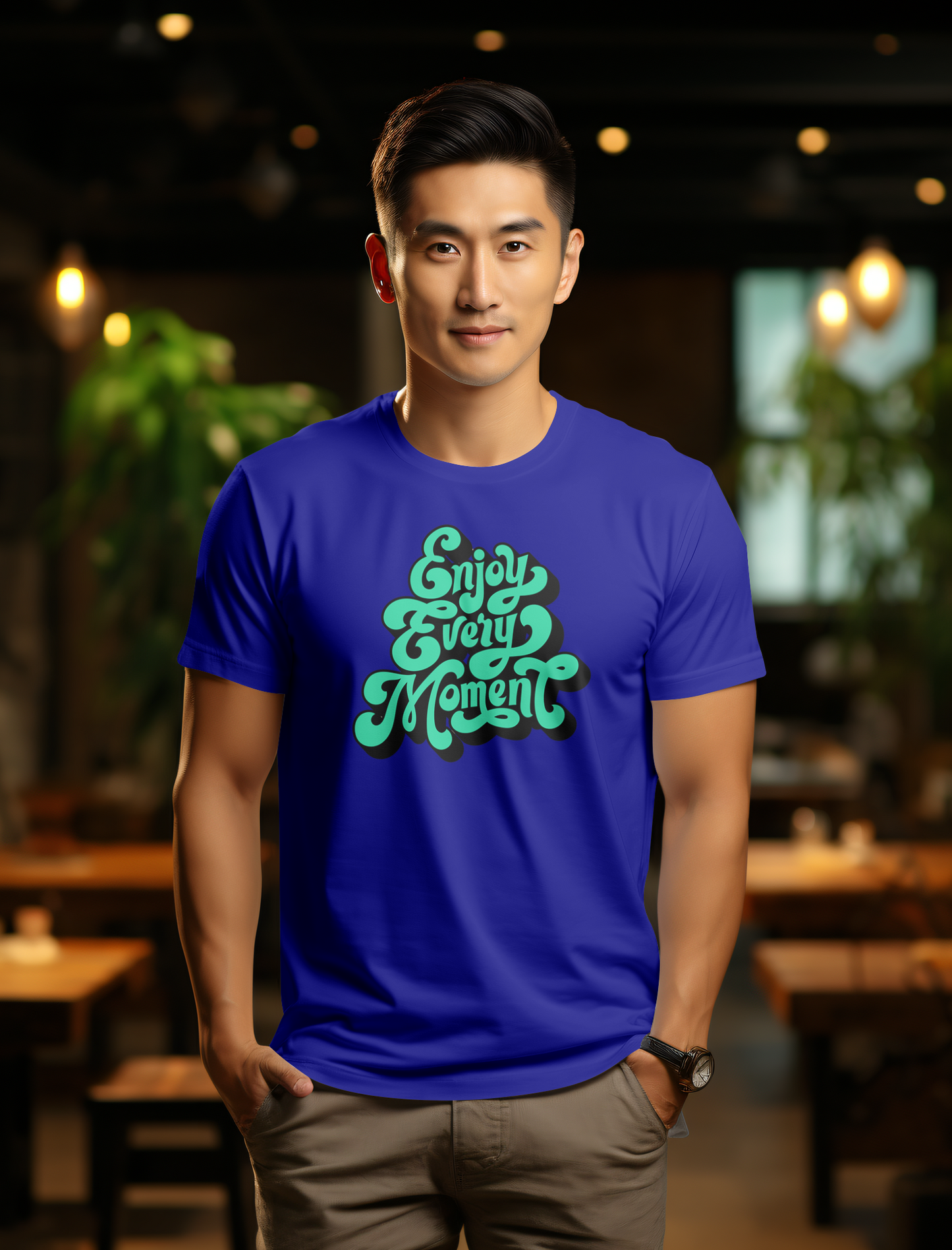 DTF Printed Tshirt "Enjoy Every Moment" - Multicolour Cotton Tshirt