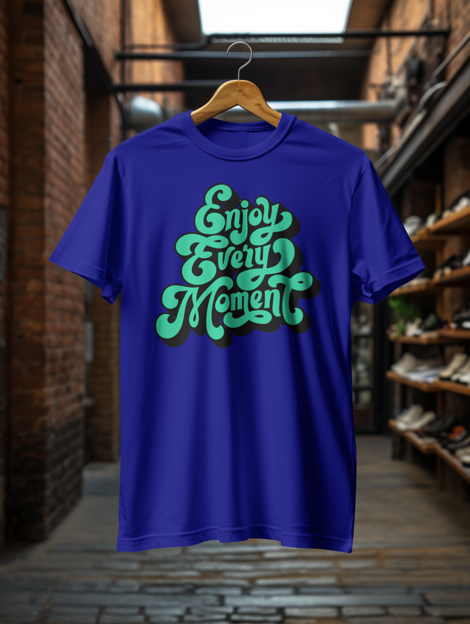 DTF Printed Tshirt "Enjoy Every Moment" - Multicolour Cotton Tshirt