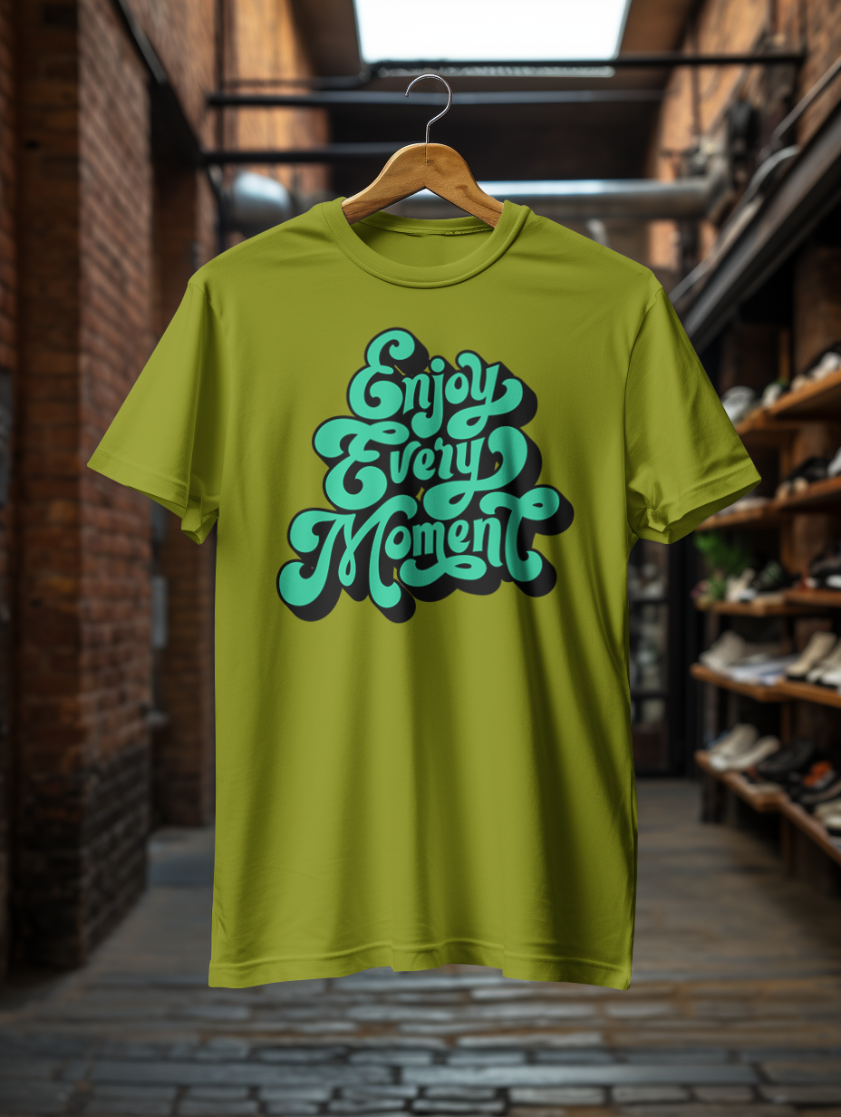 DTF Printed Tshirt "Enjoy Every Moment" - Multicolour Cotton Tshirt