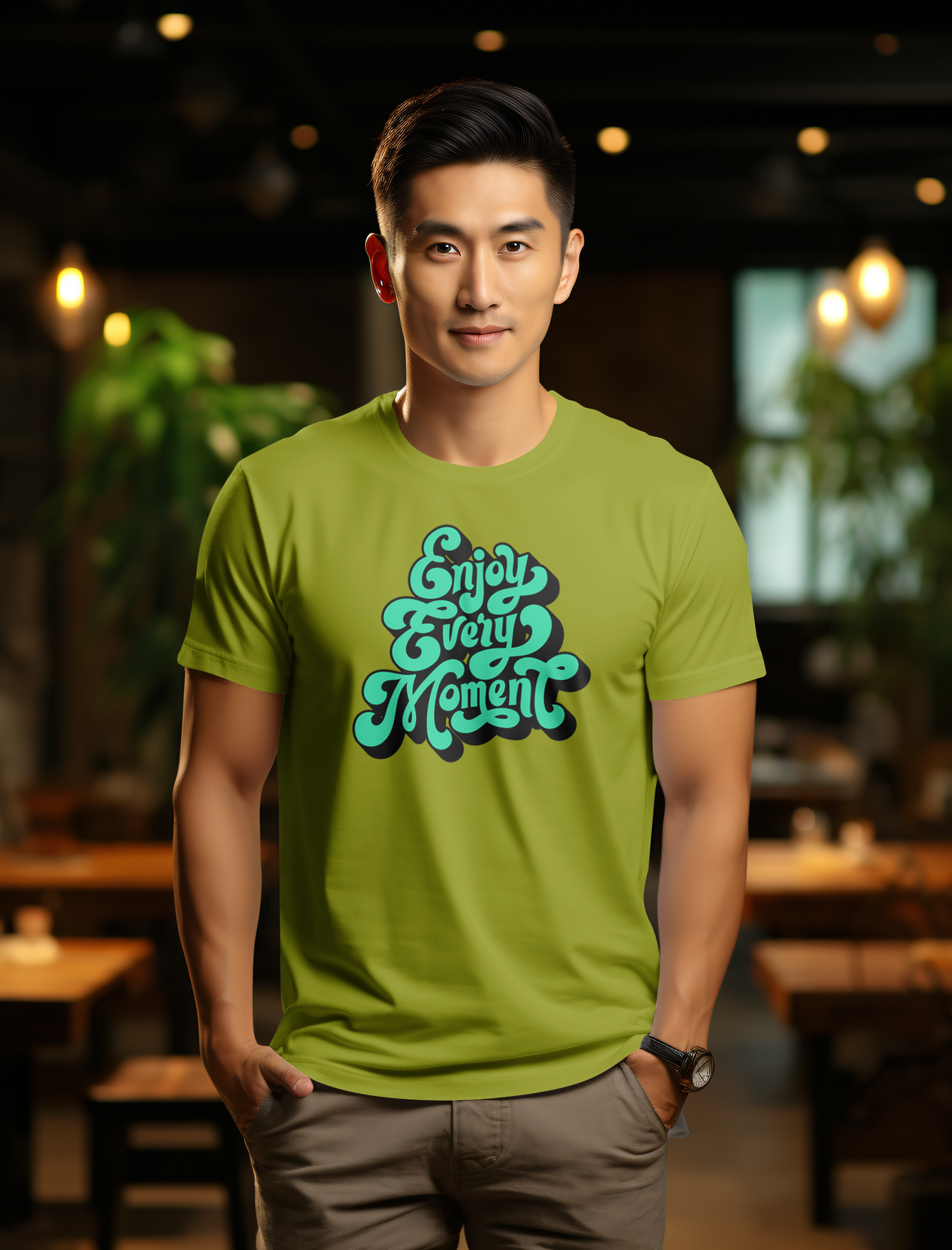 DTF Printed Tshirt "Enjoy Every Moment" - Multicolour Cotton Tshirt