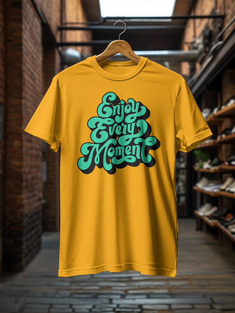 DTF Printed Tshirt "Enjoy Every Moment" - Multicolour Cotton Tshirt