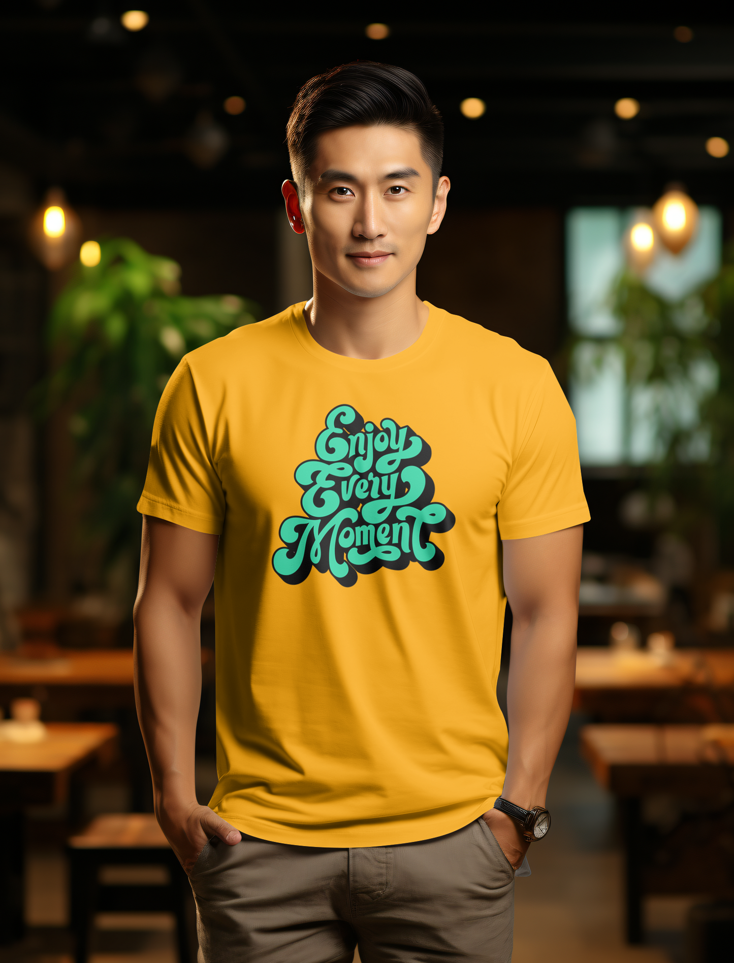 DTF Printed Tshirt "Enjoy Every Moment" - Multicolour Cotton Tshirt
