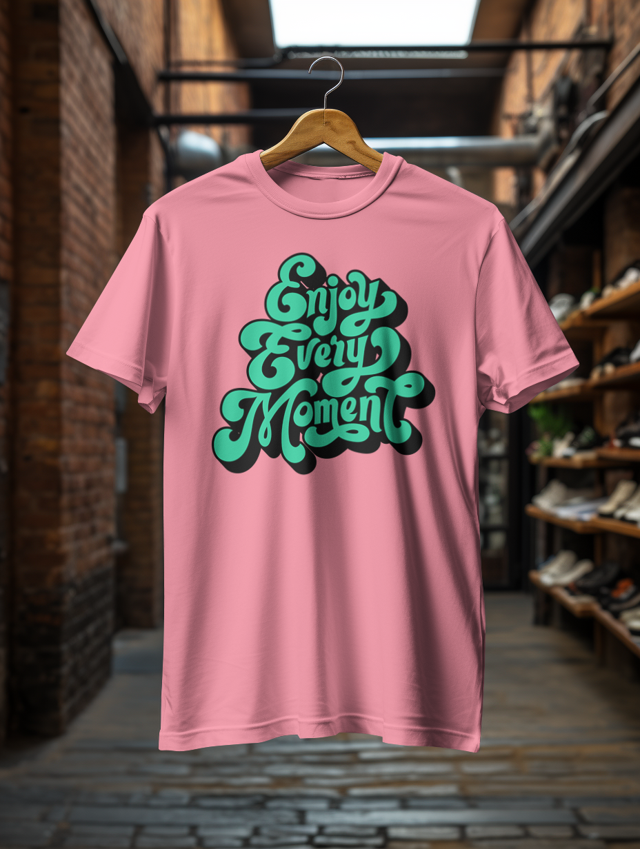 DTF Printed Tshirt "Enjoy Every Moment" - Multicolour Cotton Tshirt