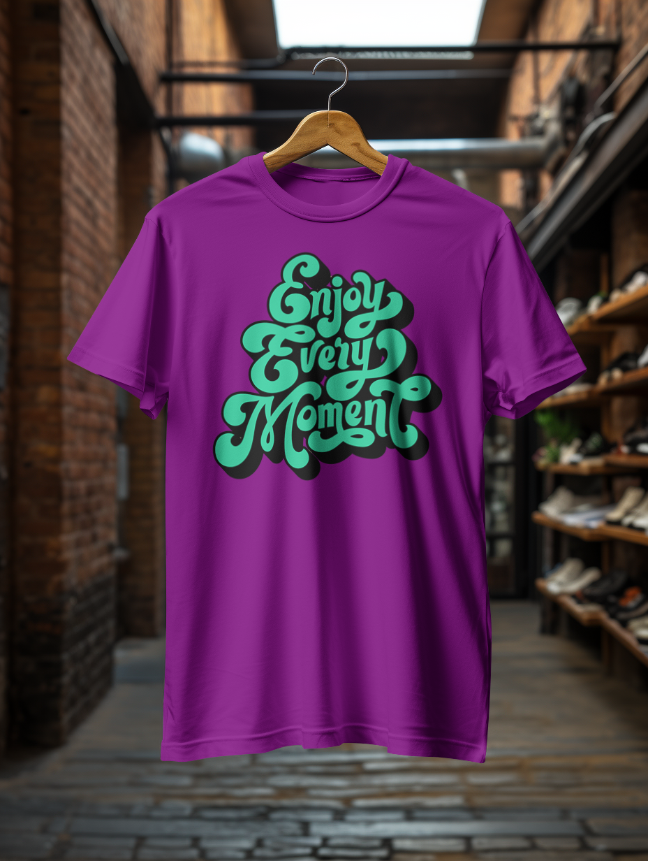 DTF Printed Tshirt "Enjoy Every Moment" - Multicolour Cotton Tshirt