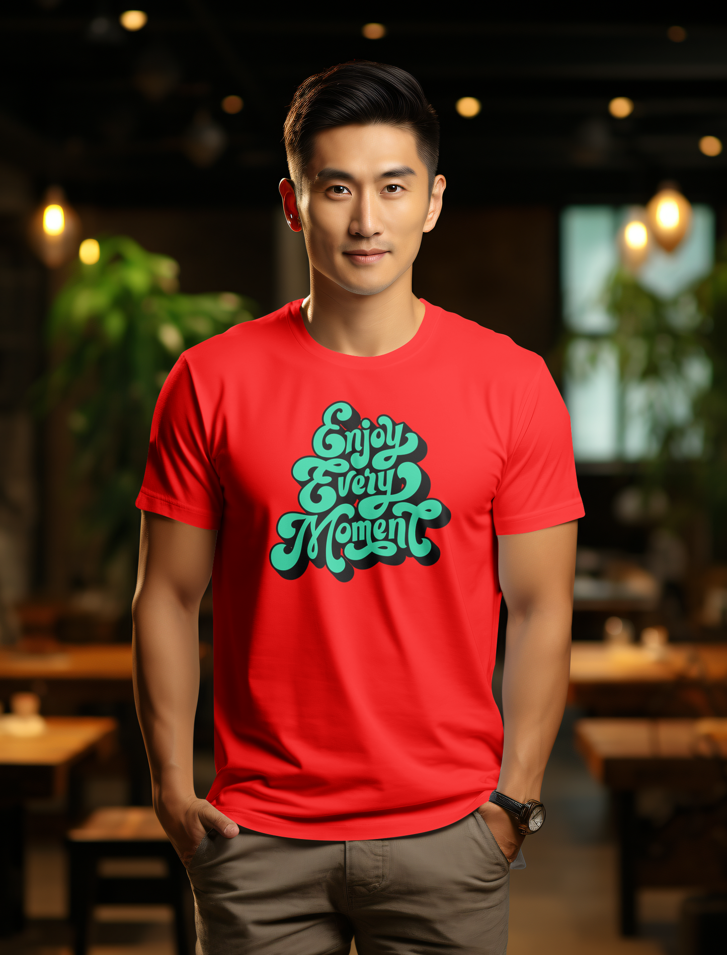 DTF Printed Tshirt "Enjoy Every Moment" - Multicolour Cotton Tshirt