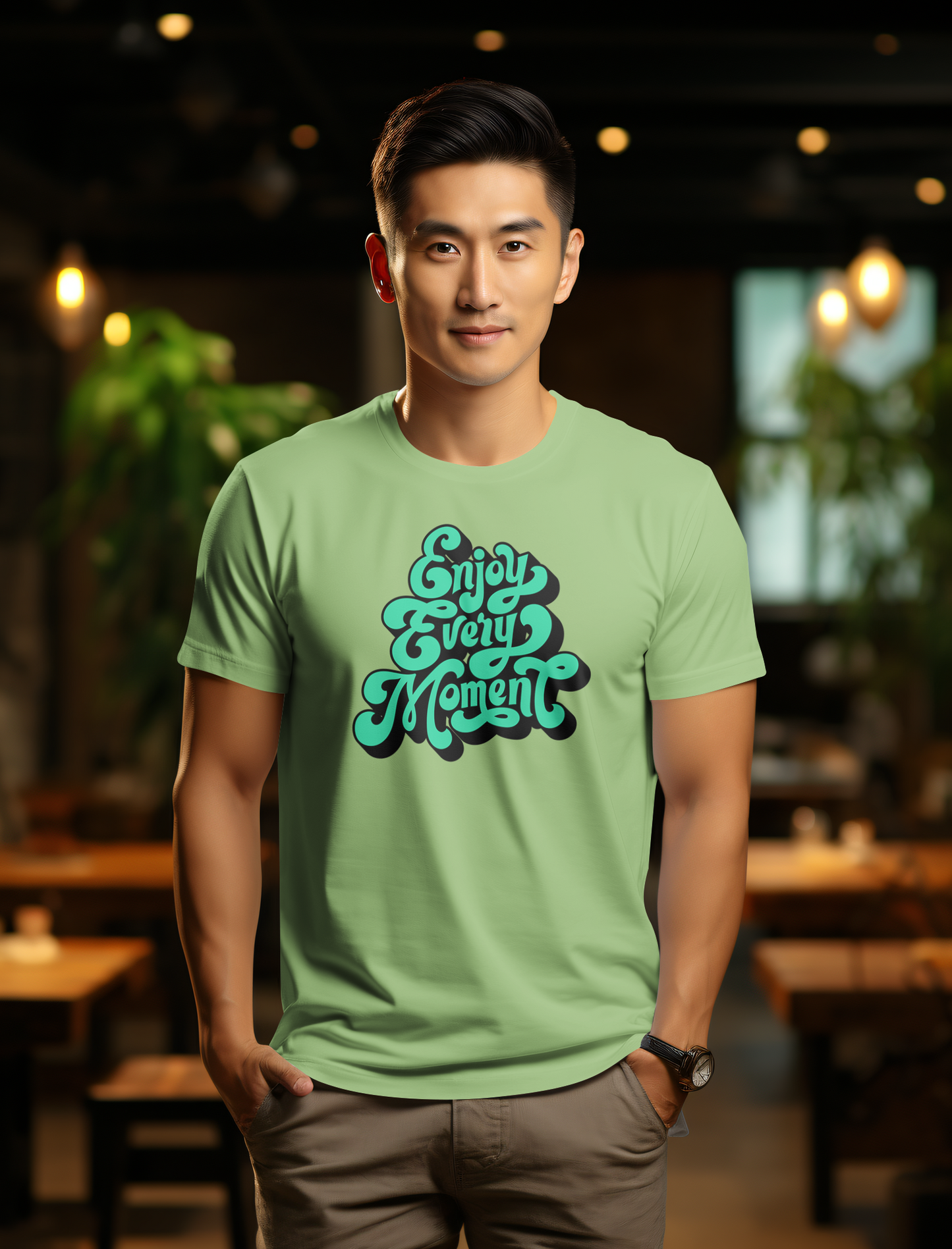 DTF Printed Tshirt "Enjoy Every Moment" - Multicolour Cotton Tshirt