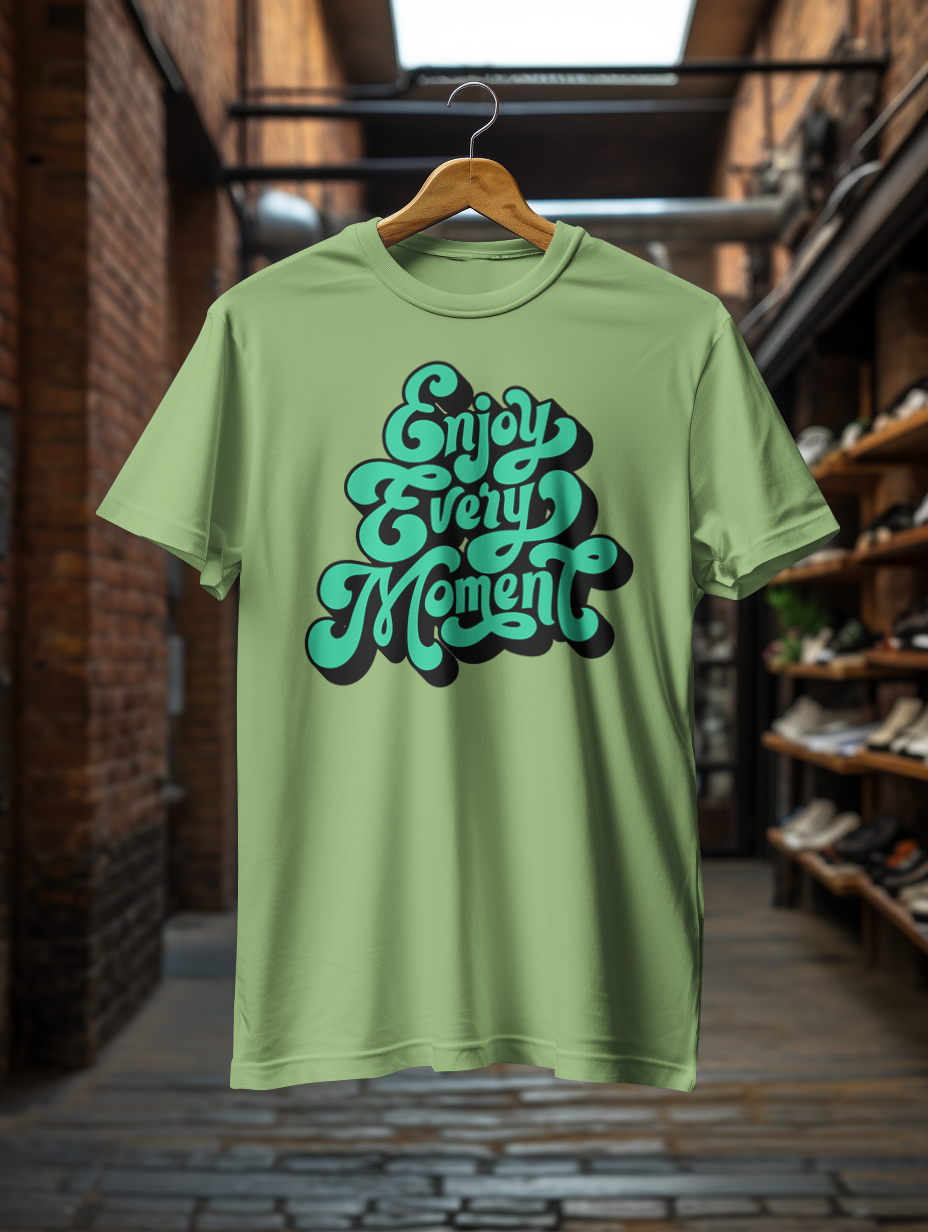 DTF Printed Tshirt "Enjoy Every Moment" - Multicolour Cotton Tshirt