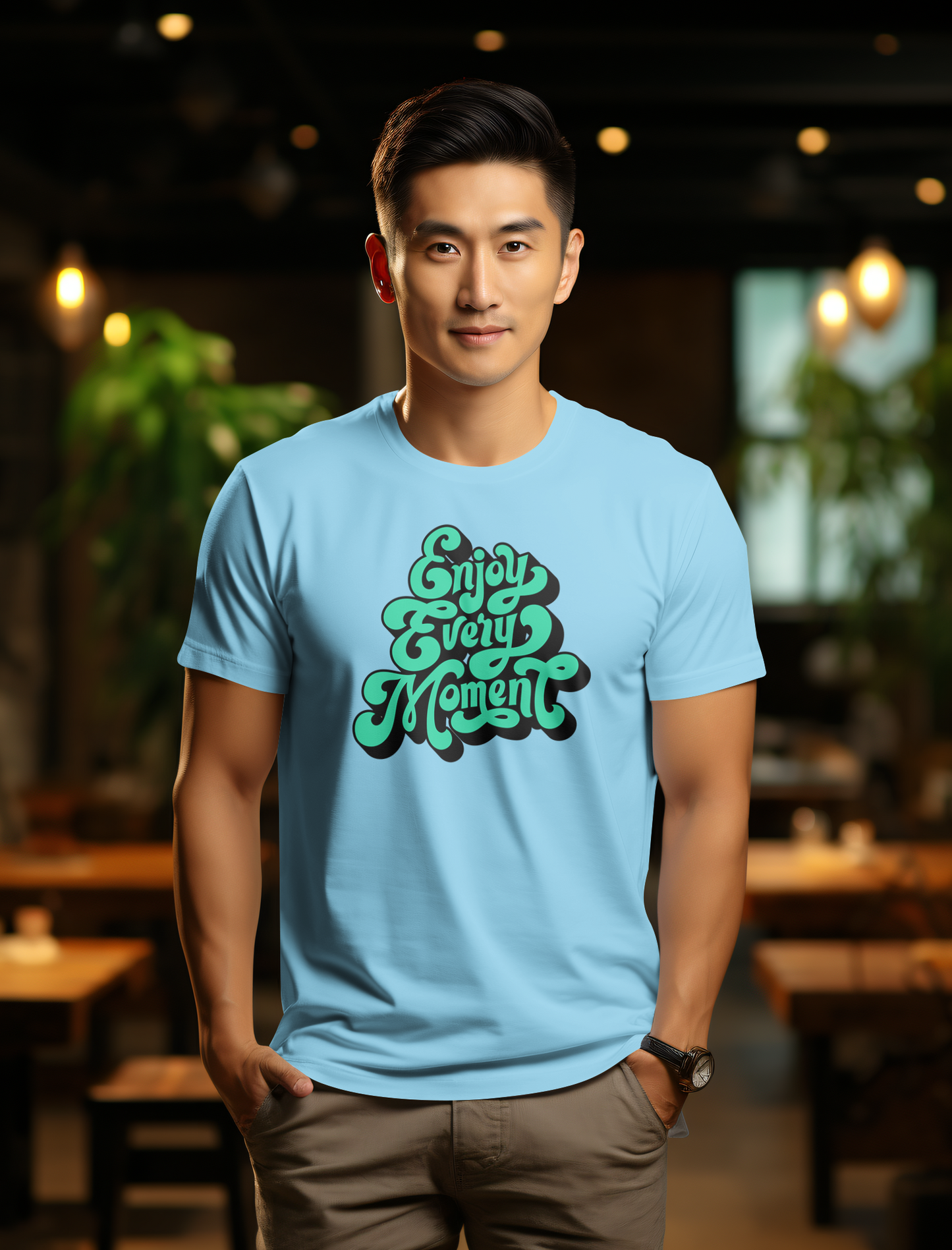 DTF Printed Tshirt "Enjoy Every Moment" - Multicolour Cotton Tshirt