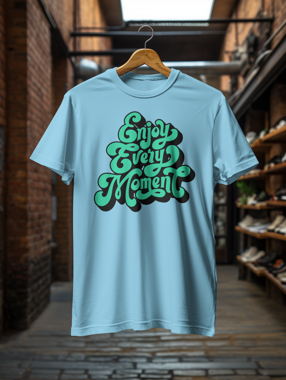 DTF Printed Tshirt "Enjoy Every Moment" - Multicolour Cotton Tshirt