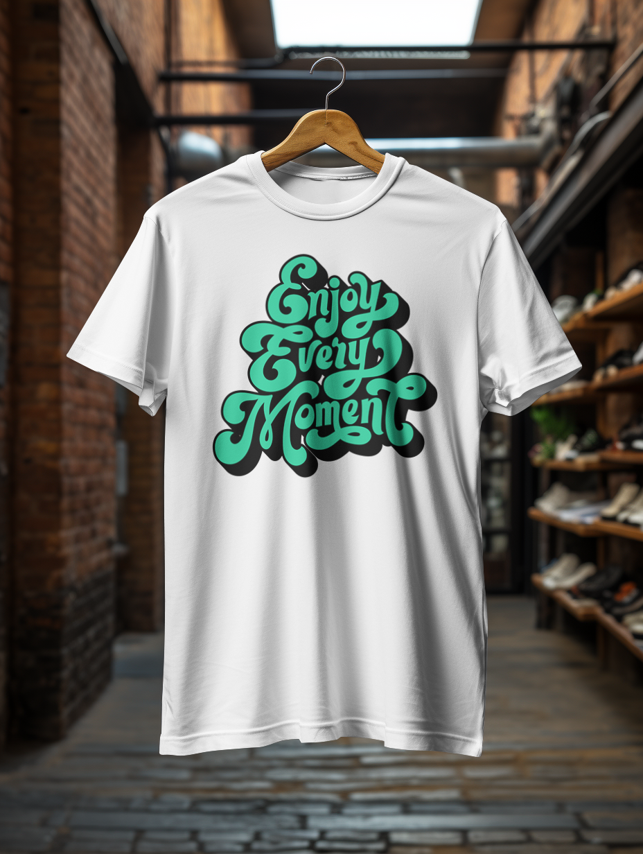 DTF Printed Tshirt "Enjoy Every Moment" - Multicolour Cotton Tshirt