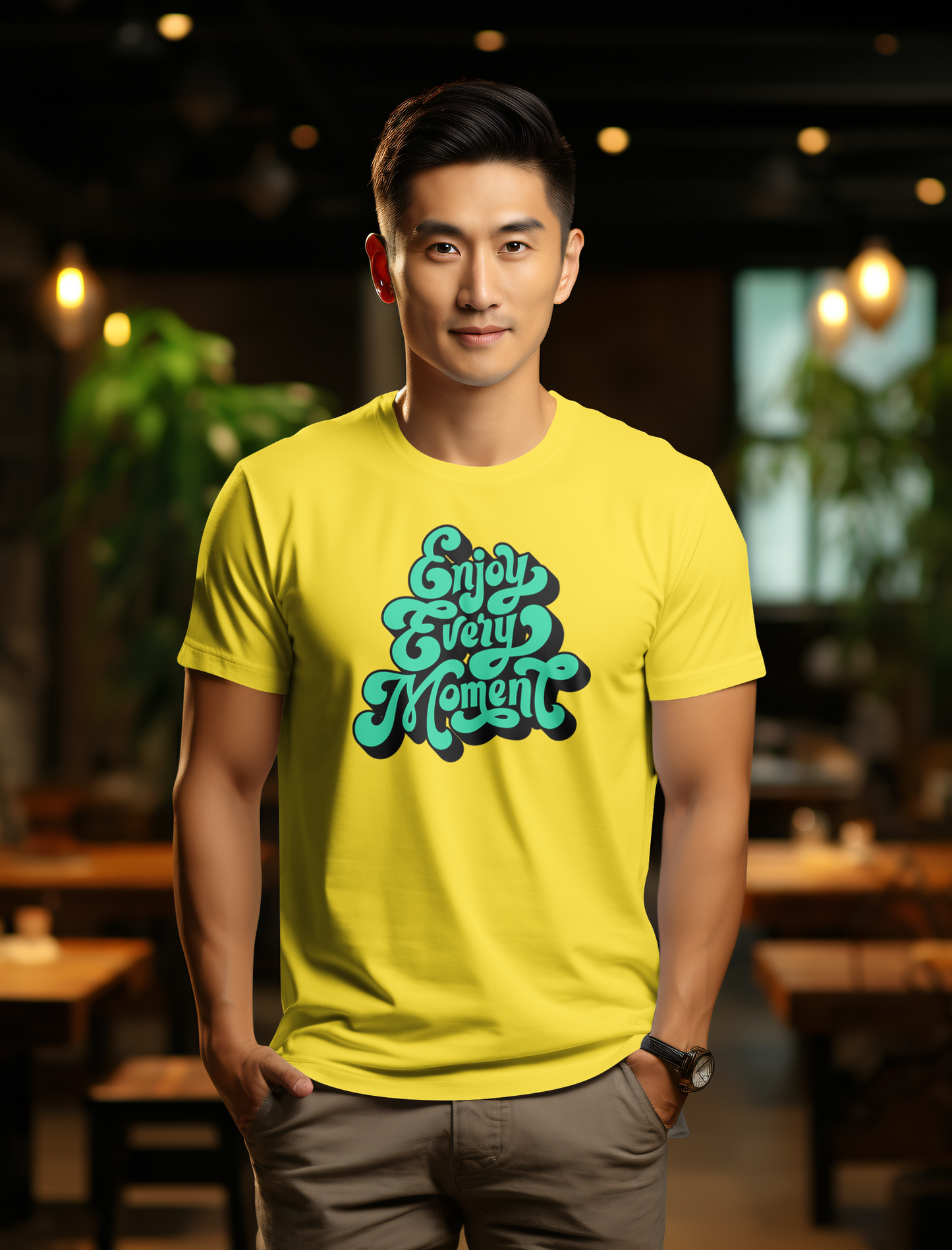 DTF Printed Tshirt "Enjoy Every Moment" - Multicolour Cotton Tshirt