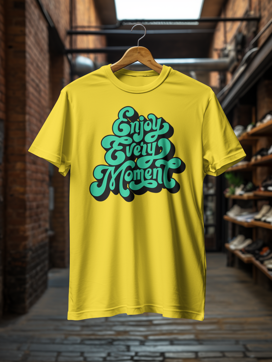 DTF Printed Tshirt "Enjoy Every Moment" - Multicolour Cotton Tshirt