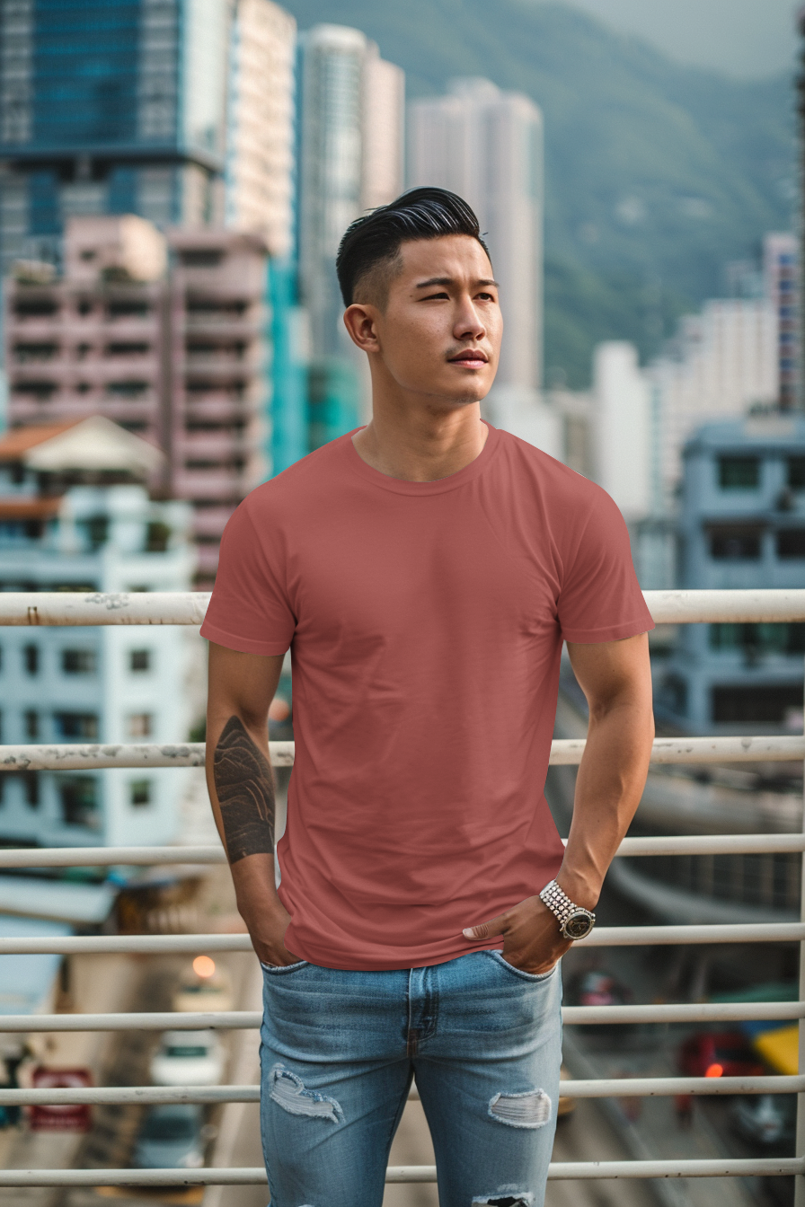 Brick Red Cotton Tshirt