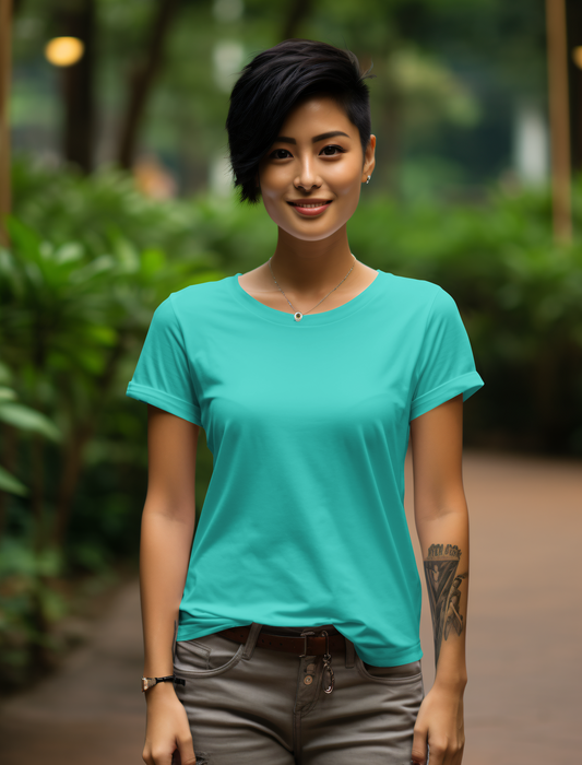 Turquoise Blue Cotton Tshirt
